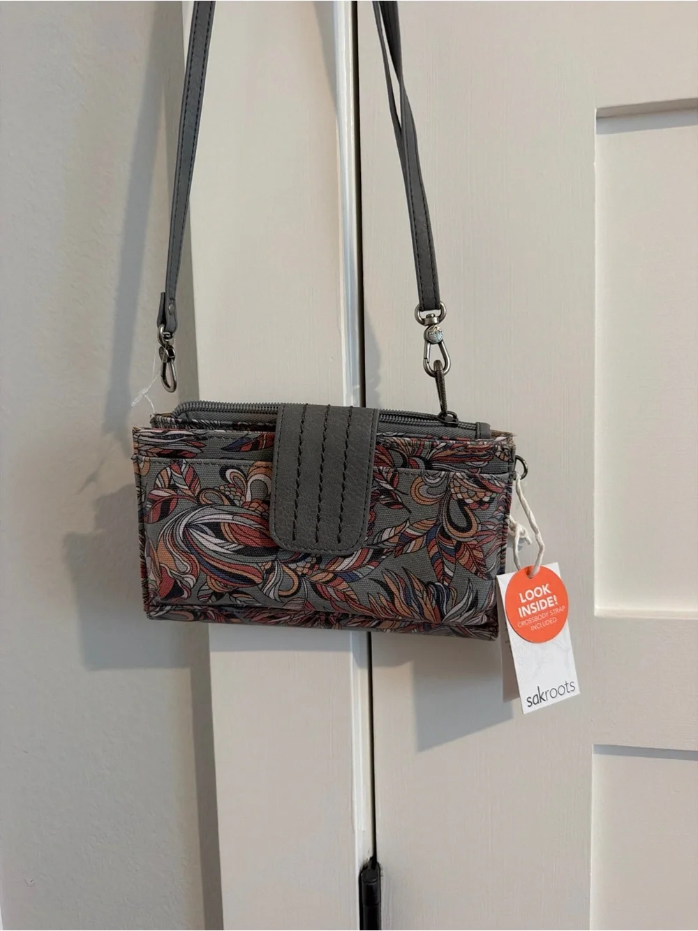 Sakroots Gray Multicolor Swirl Crossbody Wallet
